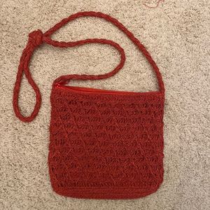 Rust Macramé Zippered Purse Crossbody
